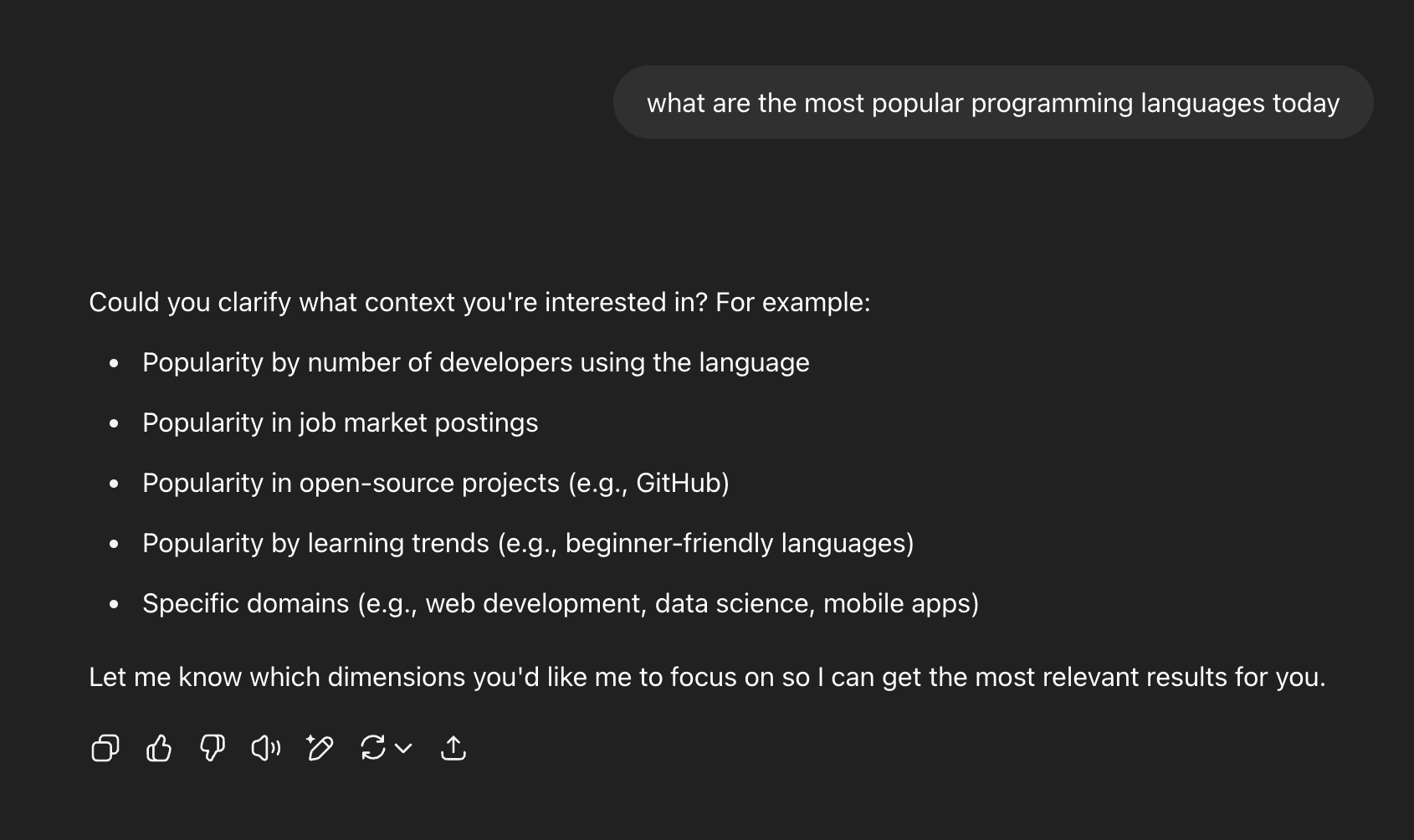 ChatGPT's clarification behavior